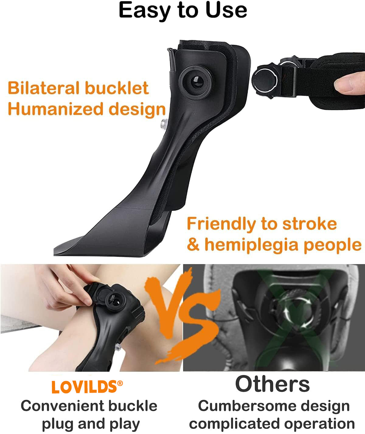 Foot Drop Support Brace – Walking Assistance for Foot Injury Patients, Safe & Stable Support