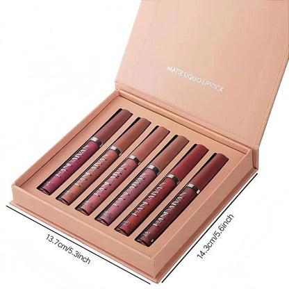 Long-Lasting Matte Lip Glaze Set – 6 Colors in One Box