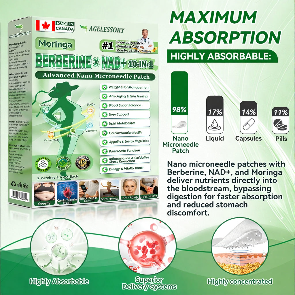 💖💖 AGELESSORY® 𝙈𝒐𝒓𝒊𝒏𝒈𝗮 · 𝗕𝗲𝗿𝗯𝐞𝐫𝐢𝐧𝙚 × 𝙉𝑨𝑫+ 𝟏𝟎-𝙞𝙣-𝟏 𝘼𝒅𝒗𝒂𝒏𝒄𝒆𝐝 𝐍𝐚𝐧𝙤 𝙈𝙞𝙘𝙧𝙤𝙣𝒆𝒆𝒅𝒍𝐞 𝐏𝐚𝐭𝙘𝙝(𝐉𝐮𝐬𝐭 𝐨𝐧𝐜𝐞 𝐚 𝐝𝐚𝐲, 𝐯𝐢𝐬𝐢𝐛𝐥𝐞 𝐜𝐡𝐚𝐧𝐠𝐞𝐬 𝐢𝐧 𝟕 𝐝𝐚𝐲𝐬） ✅ 𝐅𝐨𝐫 𝐨𝐛𝐞𝐬𝐢𝐭𝐲, 𝐝𝐢𝐚𝐛𝐞𝐭𝐞𝐬, 𝐬𝐥𝐞𝐞𝐩 𝐚𝐩𝐧𝐞𝐚, 𝐣𝐨𝐢𝐧𝐭 𝐢𝐬𝐬𝐮𝐞𝐬, 𝐚𝐧𝐝 𝐦𝐨𝐫𝐞